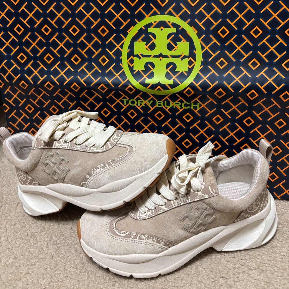 Tory Burch Light Tan Sneakers with White Soles
